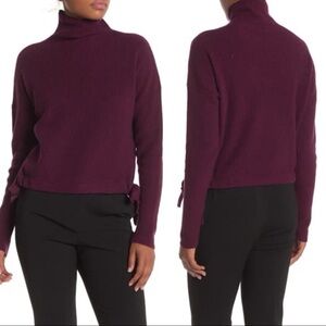 BCBGMaxazria Ribbed Side-Tie Sweater in Dark Purpl